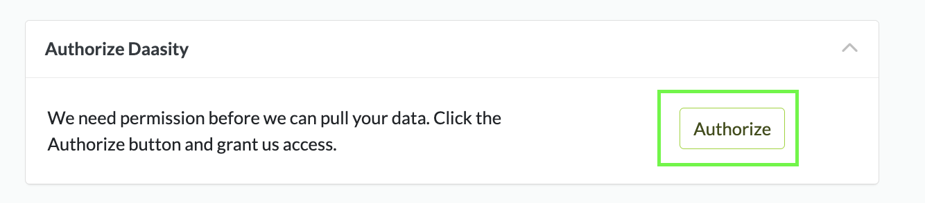 Authorize Daasity to Connect to API
