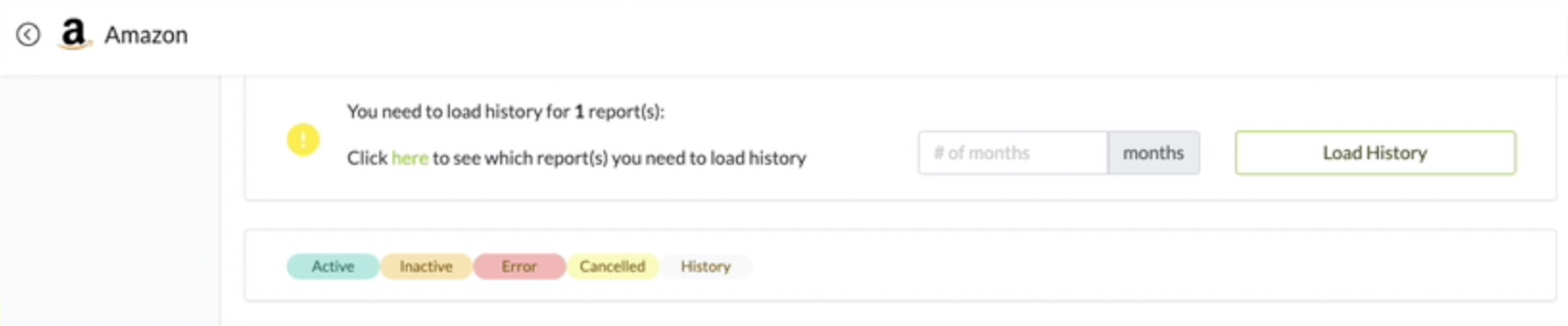 legend for Amazon Report Status
